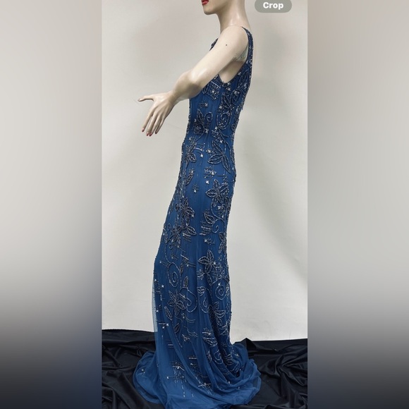 Theia fully beaded sleeveless long Gown with tail - Picture 12 of 13